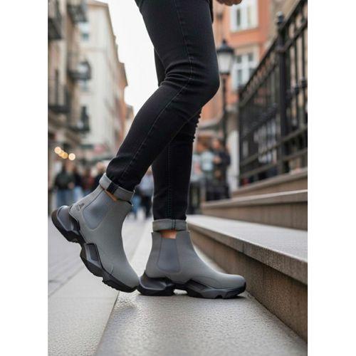 BA0444 Bağcıksız Rahat Yüksek Taban Füme Erkek Spor Yarım Bilek Bot