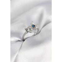 Gümüş Renk Çiçek Model Zirkon Taşlı Kadın Yüzük