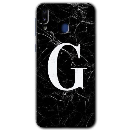Galaxy M10s Kılıf HD Desen Baskılı Arka Kapak - Siyah Mermer Desenli G Harfi