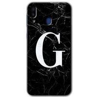 Galaxy M10s Kılıf HD Desen Baskılı Arka Kapak - Siyah Mermer Desenli G Harfi