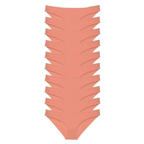 10 Adet Süper Eko Set Likralı Kadın Slip Külot Pudra