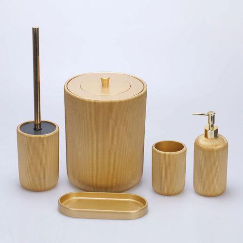 By Selim Lydia Altın 5 Parça Polyester Banyo Seti