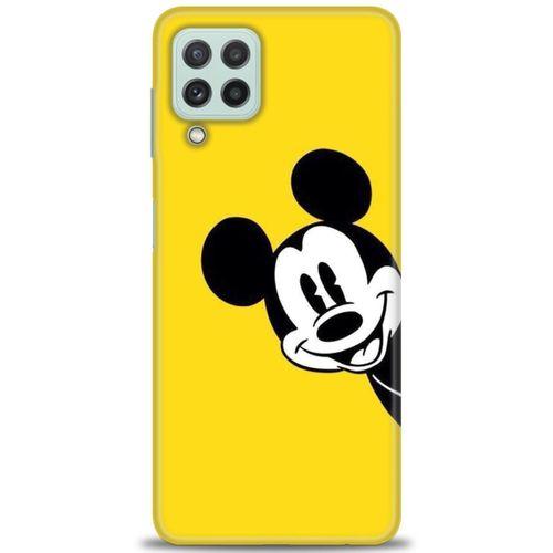 Samsung Galaxy M22 Kılıf HD Baskılı Kılıf - Sarı Mickey Mouse + Tam Ekran Koruyucu