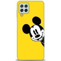 Samsung Galaxy M22 Kılıf HD Baskılı Kılıf - Sarı Mickey Mouse + Tam Ekran Koruyucu