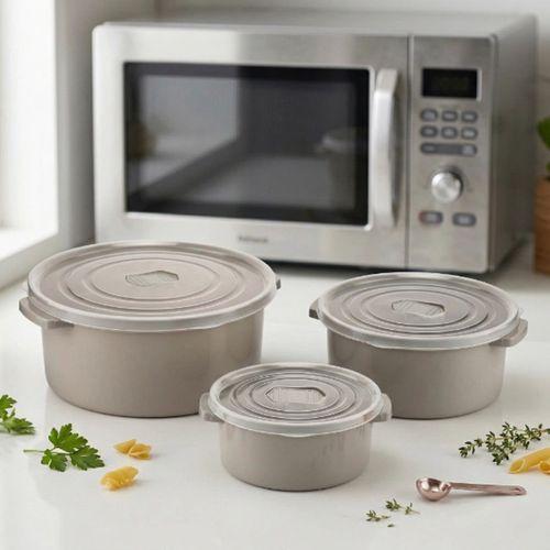 3'lü Yuvarlak Mikrodalga Saklama Kabı Seti