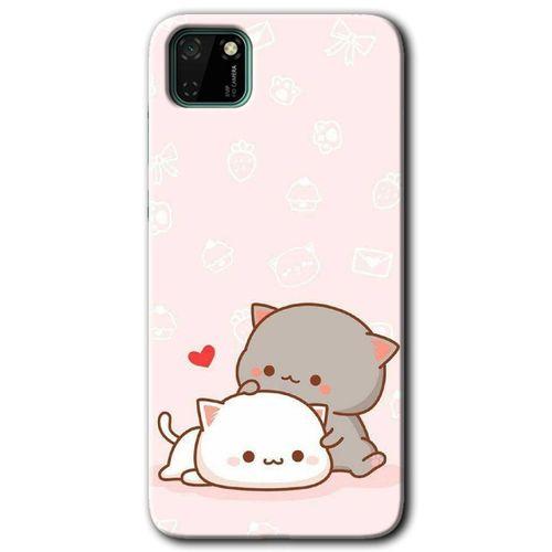 Huawei Y5P Kılıf HD Desen Baskılı Arka Kapak - Kedi Aşkı + Kırılmaz Cam