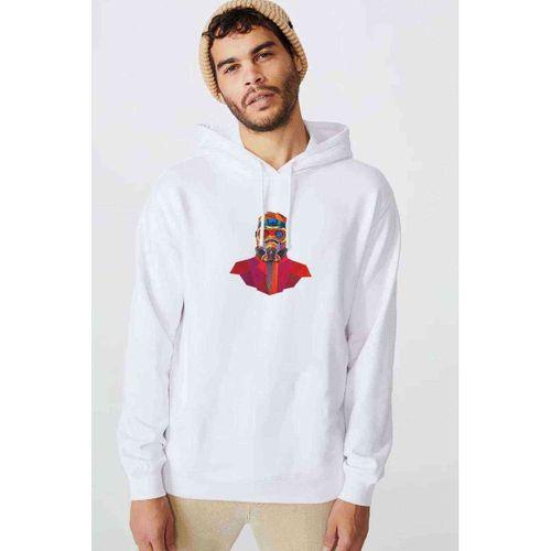 Wars Baskılı Beyaz Erkek Kapşonlu Sweatshirt