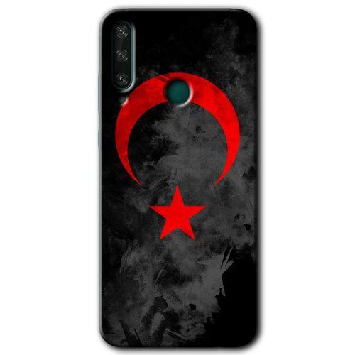 MRCİLETİSİM Huawei Y6P Kılıf HD Desen Baskılı Arka Kapak + Temperli Cam - Black Ayyıldız