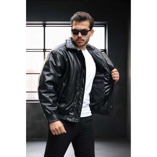 Oversize Premium Deri Ceket/Mont - Siyah