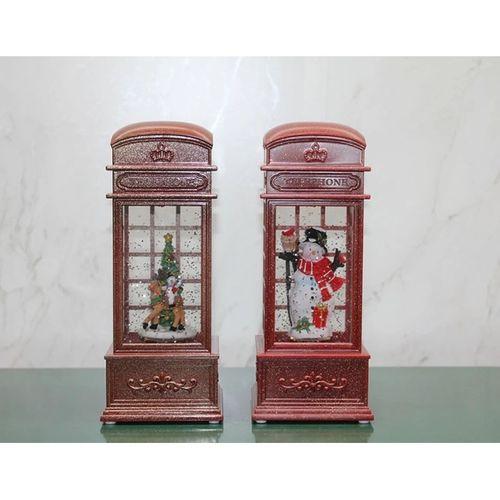 Telefon Kulübesi Tasarımı Yılbaşı Temalı Işıklı Müzikli Kar Küresi