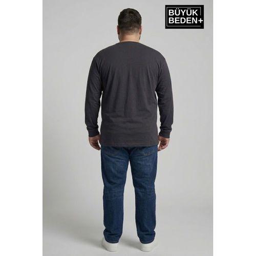 Erkek Büyük Beden 2 li Set Uzun Kollu 2 İplik Bisiklet Yaka Tişört SPR26BEA942+2