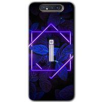 Samsung Galaxy A80 HD Baskılı Kılıf + 9D Tam Ekran Koruyucu - Dark Neon Yaprak İ Harfi