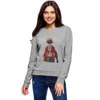 Anime One Piece Donguijote Baskılı Gri Kadın Sweatshirt