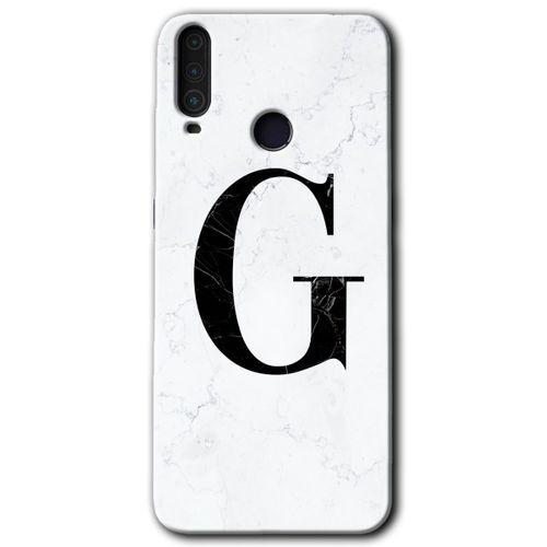 MRCİLETİSİM General Mobile GM 10 Kılıf HD Desen Baskılı Arka Kapak + Temperli Cam - Beyaz Mermer Desenli G Harfi