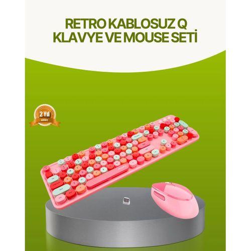 Bluetooth Retro Kablosuz Klavye Ve Mouse Seti – 3 Cihaz Bağlantılı, Sessiz Tuş, Uzun Pil Ömrü