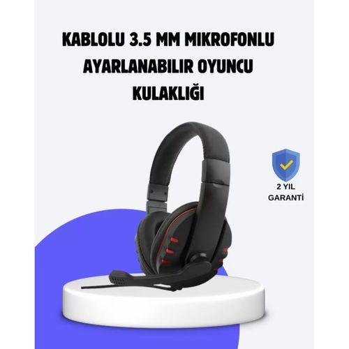 Kırmızı Kulaklık Mikrofonlu Ayarlanabilir Konforlu Tasarımlı
