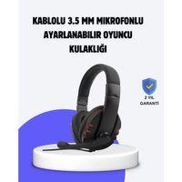 Kırmızı Kulaklık Mikrofonlu Ayarlanabilir Konforlu Tasarımlı