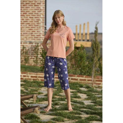 Deniz Yıldızı Desenli Ve Baskılı Önü Düğmeli "listen The Song Of The Sea" Kapri Takımı