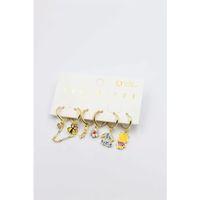 Renkli Taşlı Set Küpe - Altın