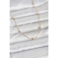 CM 14K Gold Renk Pirinç Top Zincirli 60 cm Kadın Kolye