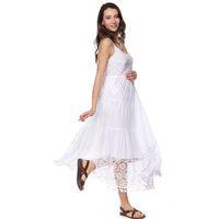 Şile Bezi Beyaz Askılı Dantelli Elbise