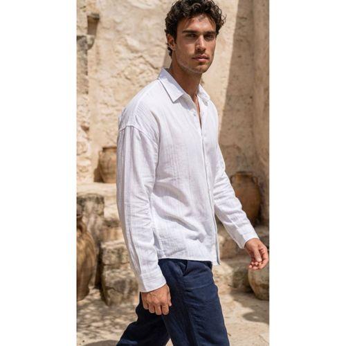 Erkek Armürlü Yarım Oversize Müslin Gömlek