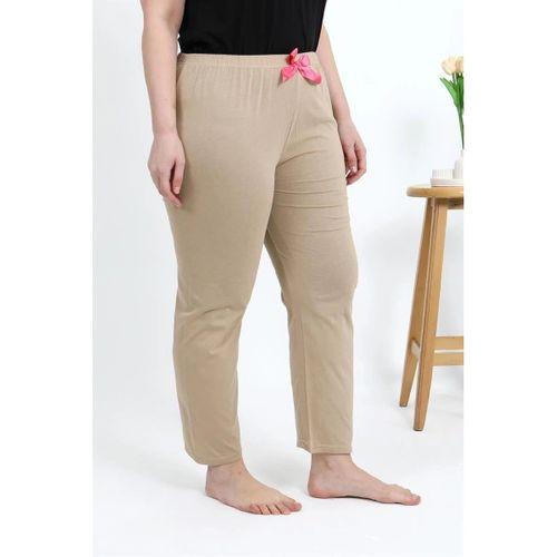 Kadın Pamuklu Büyük Beden Alt Pijama Bej