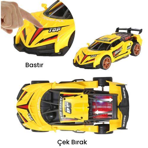 Sürtmeli Sesli Işıklı Spor Arabalar 18 cm - Sarı