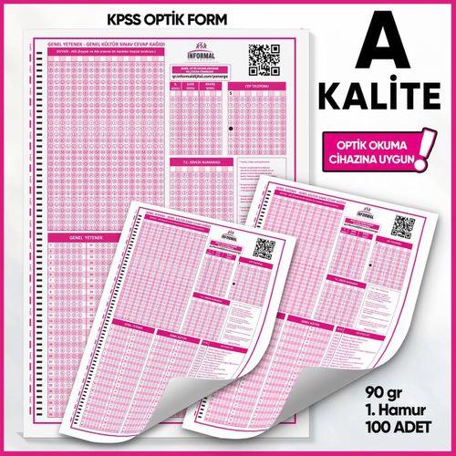 KPSS (GY-GK) Deneme Sınavları İçin 100 Adet (90 GR) Optik Form - Optik Okuma Uyumlu