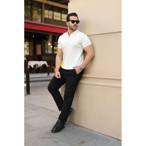 Erkek Fermuarlı Yakalı Kısa Kollu Tshirt