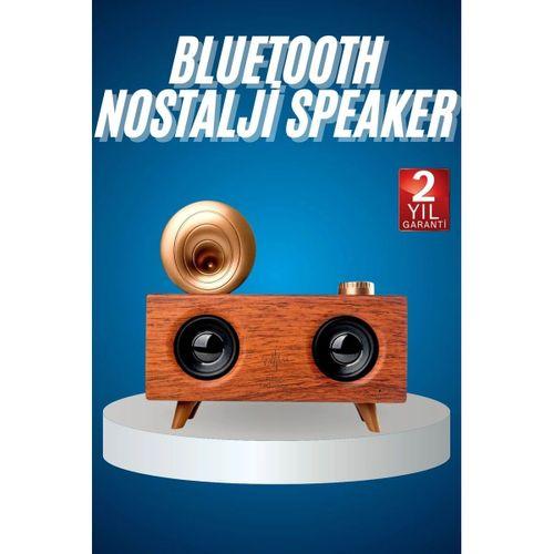 Bluetooth Nostalji Speaker Radyo Gramofon Ahşap Renk Vintage