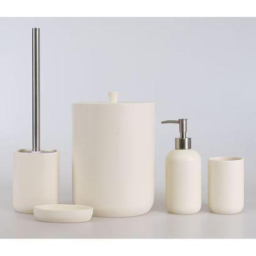 By Selim Elegance Krem 5 Parça Polyester Banyo Seti