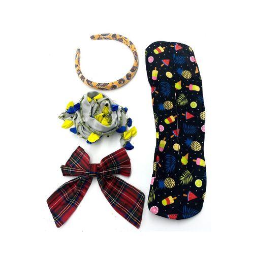 Renkli Desenli Taç Toka Bandana Set