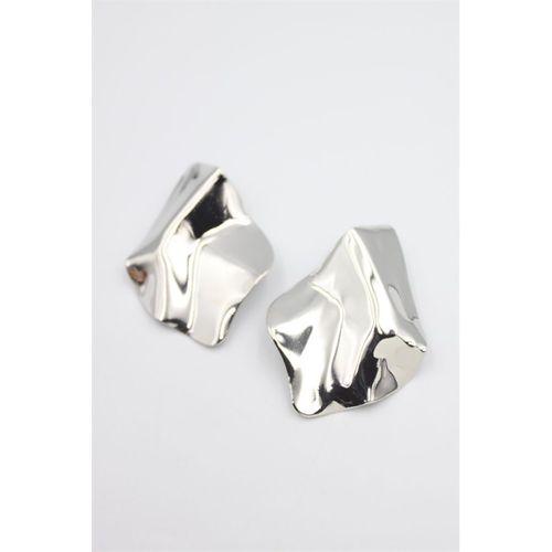 Metal Plaka Küpe - Gümüş