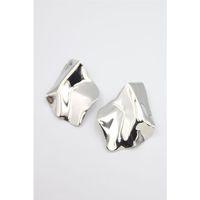 Metal Plaka Küpe - Gümüş