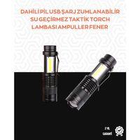 Taşınabilir Şarjlı Led Fener - 4 Modlu, 2000lm, Ayarlanabilir Odak