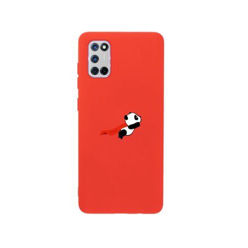 Oppo A52 Uçan Panda Premium Silikonlu Kırmızı Telefon Kılıfı