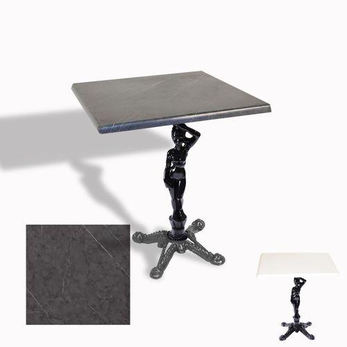 Dockers Çipa 1003 Döküm Ayak Kare Masa 70X70 cm - (Werzalit, Wermodin ve Allzalit Tabla) - Grey Marble