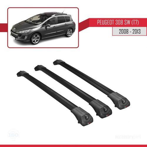 Peugeot 308 SW (T7) 2008-2013 Arası ile uyumlu ACE-1 Ara Atkı Tavan Barı SİYAH 3 ADET BAR