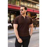 Erkek Fermuarlı Yakalı Kısa Kollu Tshirt