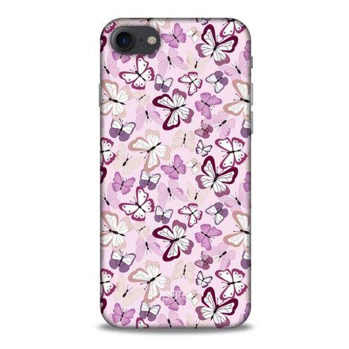 Apple Iphone 8 Kılıf Kelebek Etkisi (2) Kabı Mor Beyaz