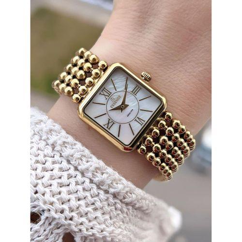 Essence Vintage Seri Küçük Köşeli Kasa Çelik Kararma Renk Atma Yapmaz Kadın Kol Saat+Bileklik 6959.3