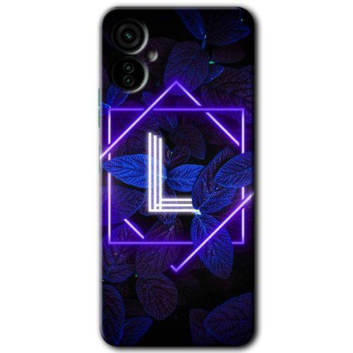 Tecno Camon 19 Neo Kılıf HD Desen Baskılı Arka Kapak - Dark Neon Yaprak L Harfi