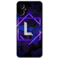 Tecno Camon 19 Neo Kılıf HD Desen Baskılı Arka Kapak - Dark Neon Yaprak L Harfi