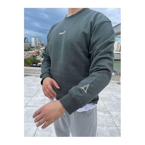 Brigade  Baskılı Bisiklet Yaka Oversize Sweatshirt-Antrasit