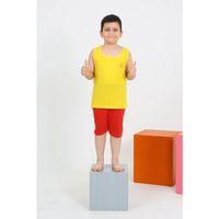 Erkek Çocuk Sıfır Kol Şortlu Sarı Penye Pijama Takımı