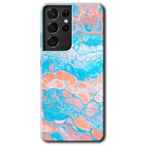 MRCİLETİSİM Samsung Galaxy S21 Ultra Kılıf HD Desen Baskılı Arka Kapak + Temperli Cam - Bubbles 1