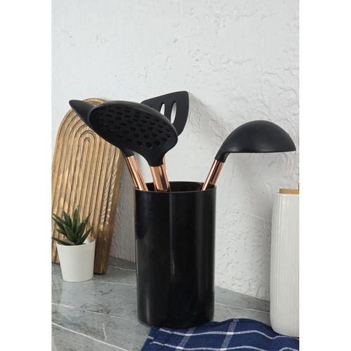 Silikon Servis Seti - Metal Saplı Stantlı Servis Takımı - 5 Parça