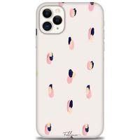 iPhone 11 Pro Max Kılıf HD Baskılı Kılıf - Pembe Lacivert + Tam Ekran Koruyucu