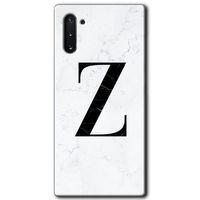 Galaxy Note 10 Kılıf HD Desen Baskılı Arka Kapak - Beyaz Mermer Desenli Z Harfi